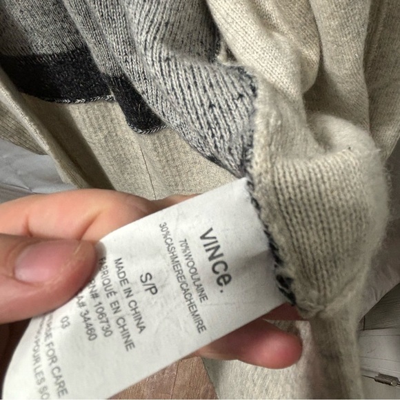 Vince Women’s Small Striped Neutral Varigated Marl Oversized Open Front Cardigan - Picture 3 of 4